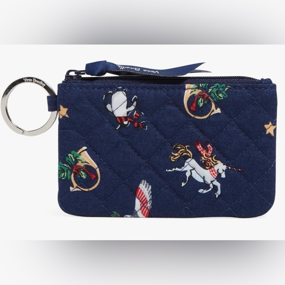 NWT-Vera Bradley Women's Cotton Zip ID Case Wallet, Snow Globe Motifs